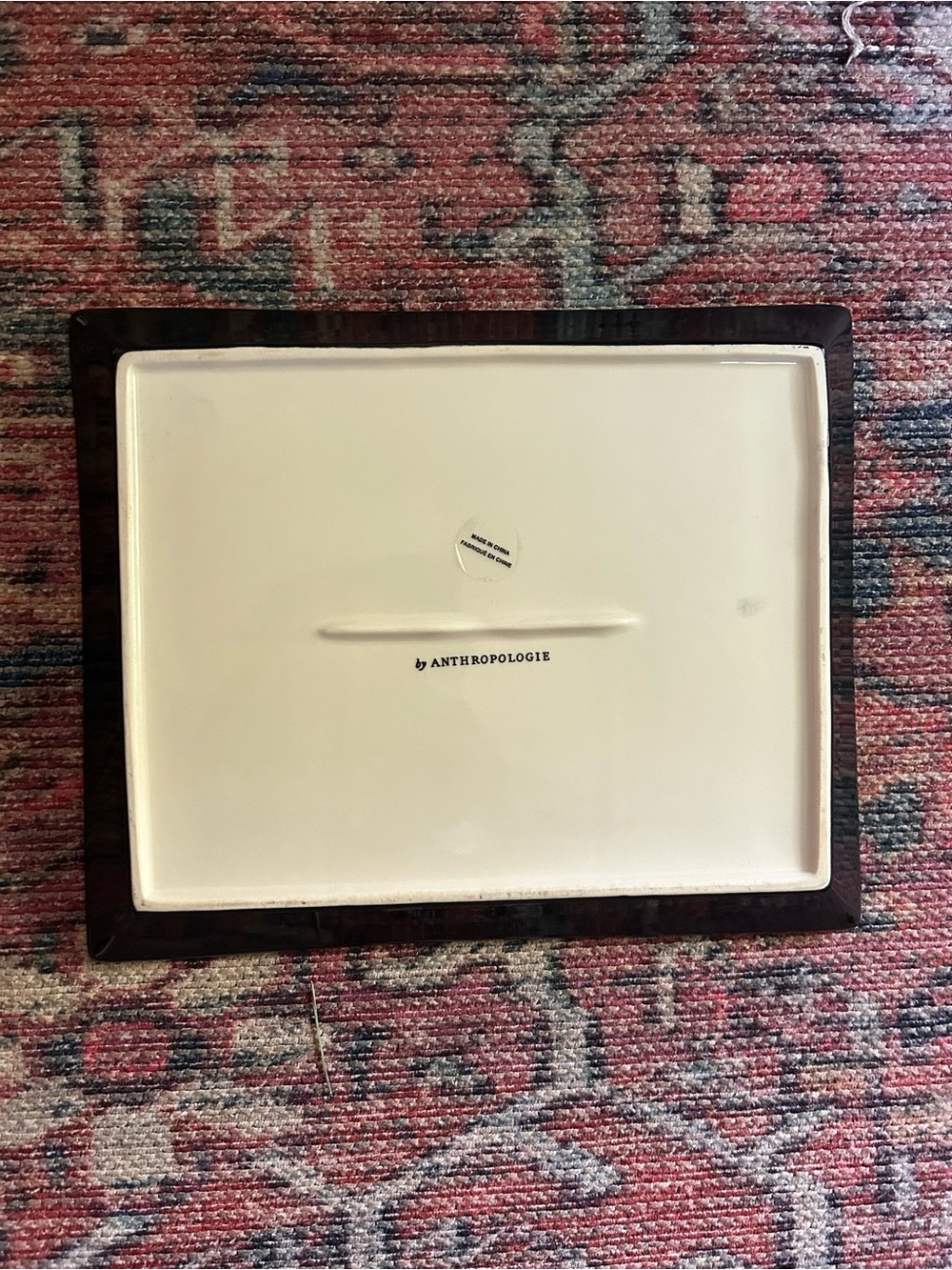 Anthropologie Bistro Tile Joie de Vivre Tray Black White and Gold - Picture 4 of 10